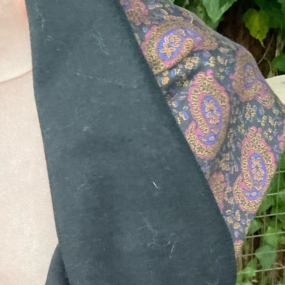 Nick & Nora reversible oblong wool paisley black brown purple winter 14” x  56” - Picture 6 of 10